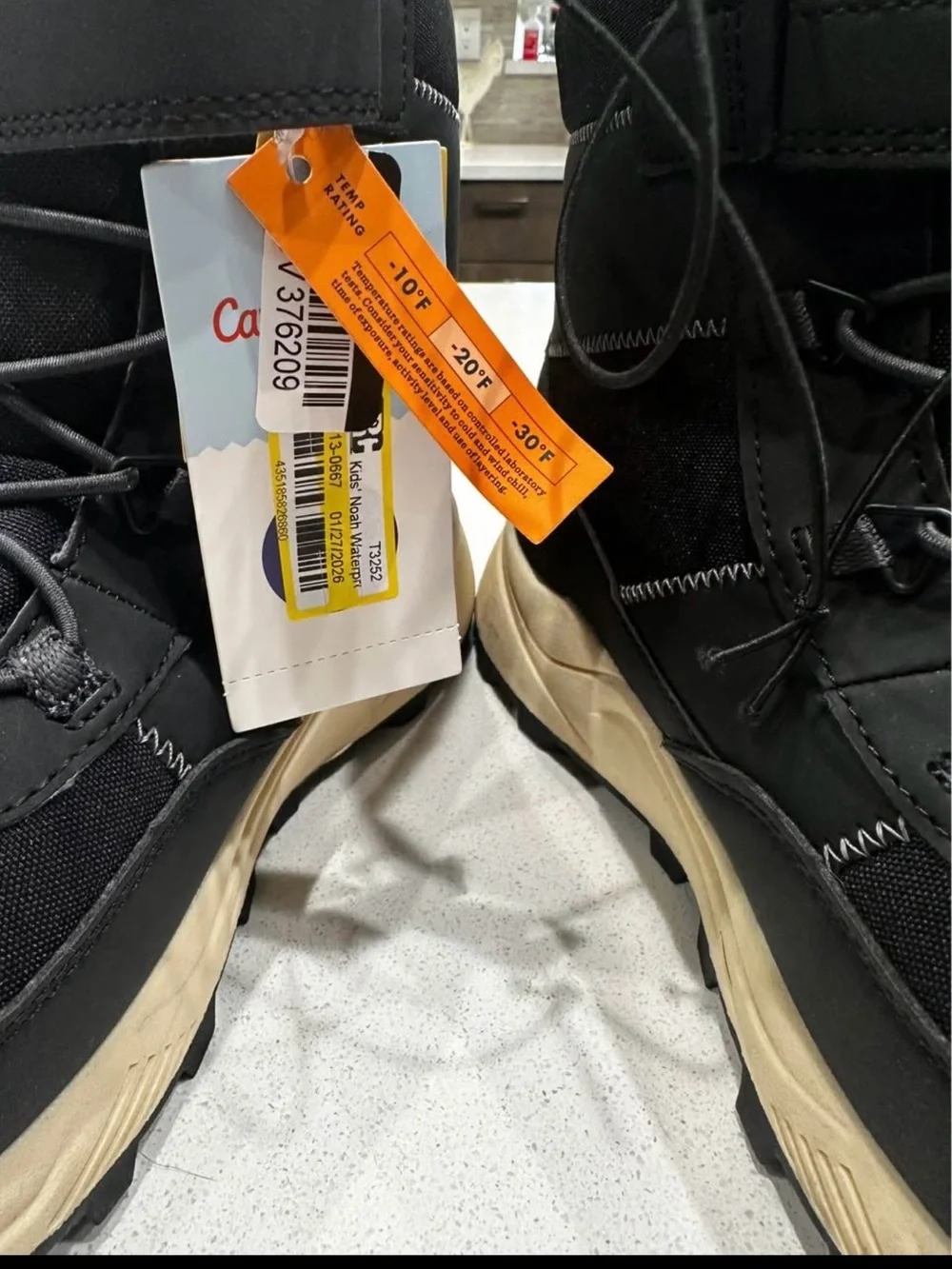 Cat & Jack Black Kids Winter Boots with White Sole